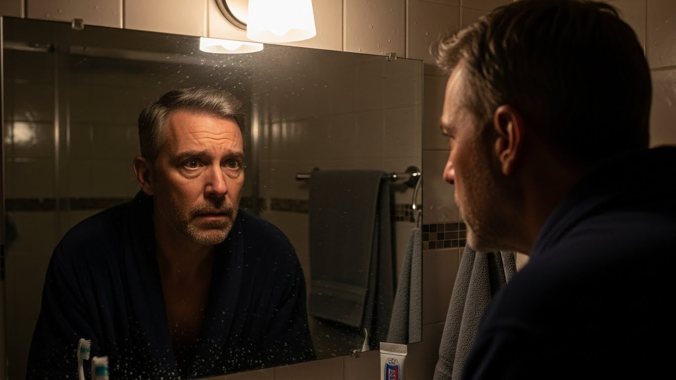 Concerned man looking at night